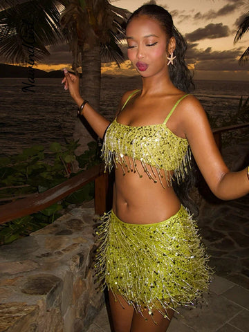 Ensemble jupe à franges à paillettes -  Catalina