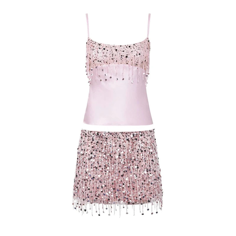 Ensemble jupe à franges à paillettes -  Catalina