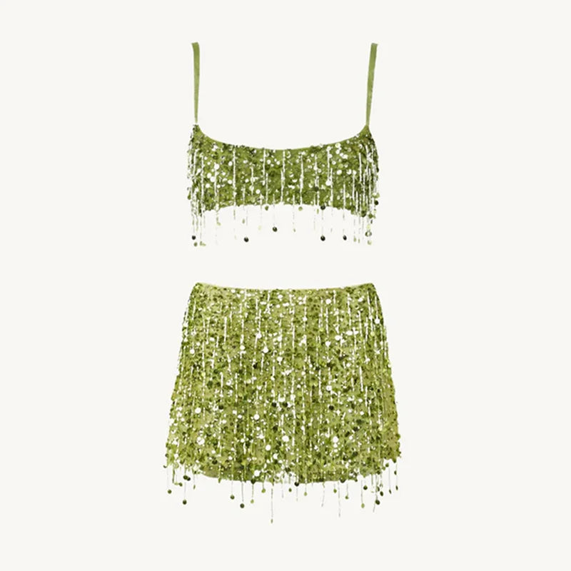 Ensemble jupe à franges à paillettes -  Catalina